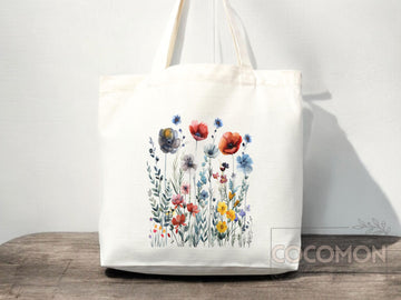 Floral Tote Bag flower tote canvas wildflower bag eco friendly bag aesthetic tote bag reusable bag gift for plant lover tote flower bag cute