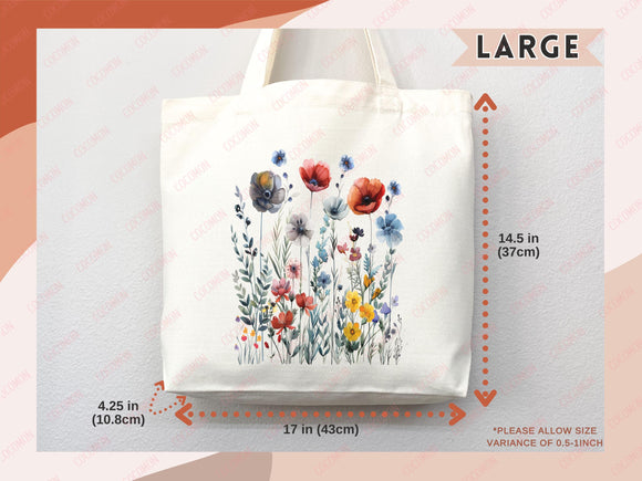 Floral Tote Bag flower tote canvas wildflower bag eco friendly bag aesthetic tote bag reusable bag gift for plant lover tote flower bag cute
