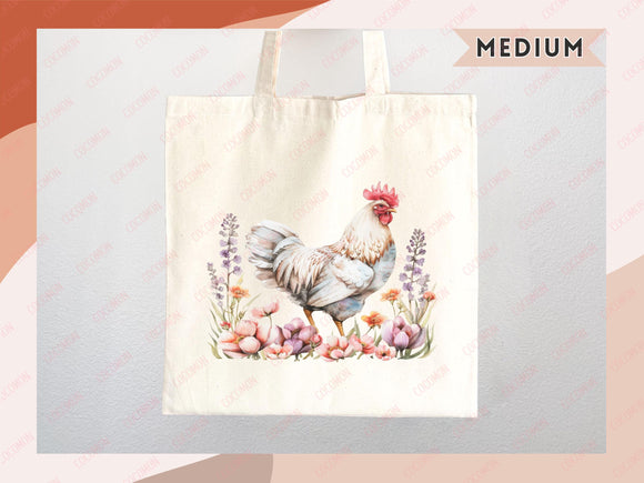 Chicken Canvas Tote Bag Funny Chicken Lover Gift Tote Bag Everyday Tote Eco Friendly Campus Tote Reusable Grocery Bag Cute Bag Aesthetic Bag