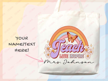Teacher Appreciation Bag Gift Tote Bag Canvas Custom Teacher Gift Personalized School Bag Gifted Teacher Tote Reusable Bag School Campus Bag