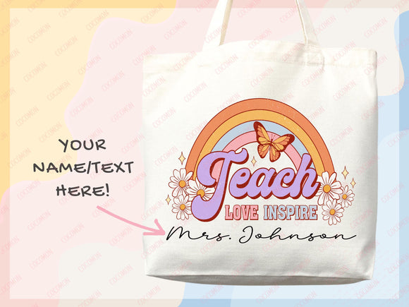 Teacher Appreciation Bag Gift Tote Bag Canvas Custom Teacher Gift Personalized School Bag Gifted Teacher Tote Reusable Bag School Campus Bag