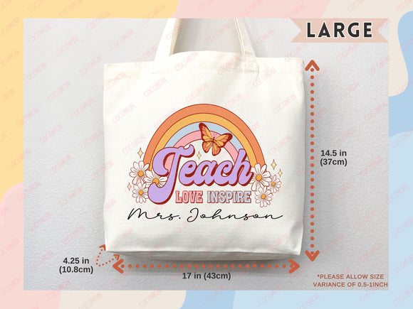 Teacher Appreciation Bag Gift Tote Bag Canvas Custom Teacher Gift Personalized School Bag Gifted Teacher Tote Reusable Bag School Campus Bag
