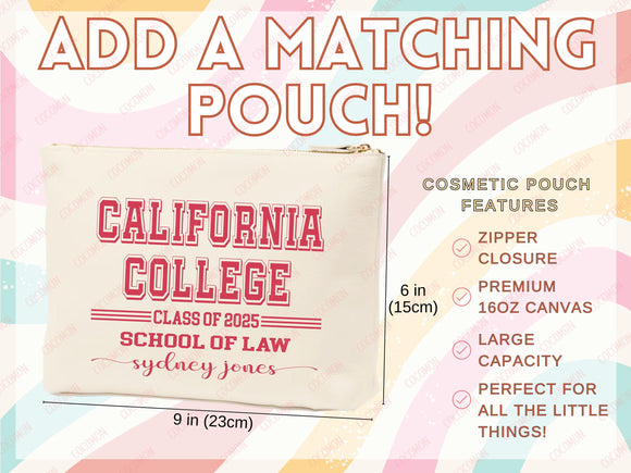 Custom Name College Tote Bag Custom University Gift Graduation Bag for Her Personalized College Tote Bag Campus School Bag Customized Gift