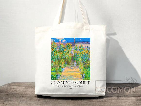 Monet Tote Bag Artsy Bag Monet Shoulder Bag Monet Gift School Tote Bag Eco Friendly Aesthetic Tote Shopper Reusable Grocery Bag Gift for Her