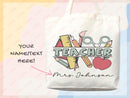Teacher Appreciation Bag Gift Tote Bag Canvas Custom Teacher Gift Personalized School Bag Gifted Teacher Tote Reusable Bag School Campus Bag
