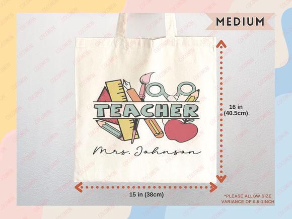 Teacher Appreciation Bag Gift Tote Bag Canvas Custom Teacher Gift Personalized School Bag Gifted Teacher Tote Reusable Bag School Campus Bag