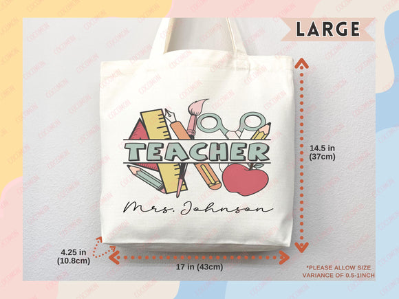 Teacher Appreciation Bag Gift Tote Bag Canvas Custom Teacher Gift Personalized School Bag Gifted Teacher Tote Reusable Bag School Campus Bag