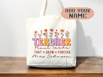 Teacher Appreciation Bag Gift Tote Bag Canvas Custom Teacher Gift Personalized School Bag Gifted Teacher Tote Reusable Bag School Campus Bag