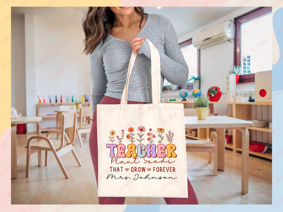 Teacher Appreciation Bag Gift Tote Bag Canvas Custom Teacher Gift Personalized School Bag Gifted Teacher Tote Reusable Bag School Campus Bag