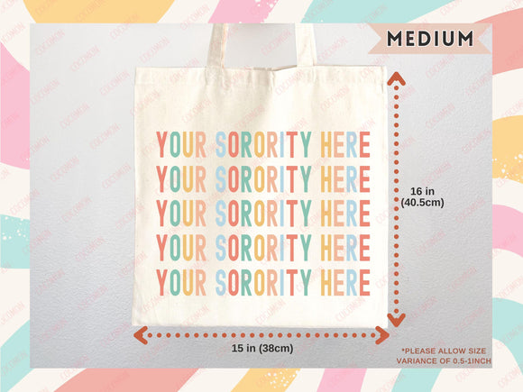 Custom Sorority Tote Bag Gift Rush Initiation Bid Day Big Little Gift Custom Name Sorority Gift College Tote Bag Personalized Gift For Her