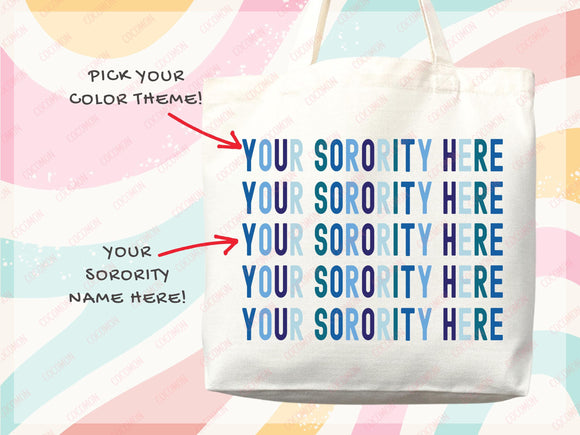Custom Sorority Tote Bag Gift Rush Initiation Bid Day Big Little Gift Custom Name Sorority Gift College Tote Bag Personalized Gift For Her