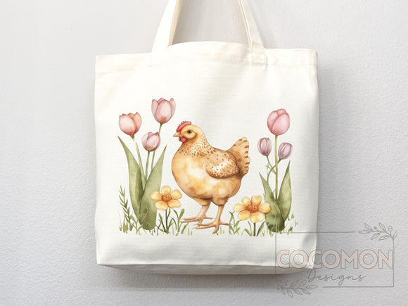 Chicken Canvas Tote Bag Funny Chicken Lover Gift Tote Bag Everyday Tote Eco Friendly Campus Tote Reusable Grocery Bag Cute Bag Aesthetic Bag