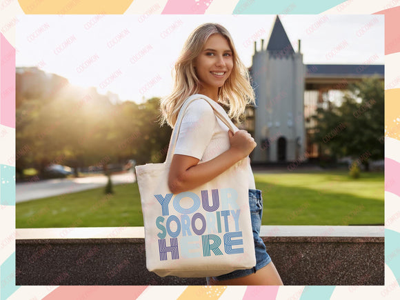 Custom Sorority Tote Bag Gift Rush Initiation Bid Day Big Little Gift Custom Name Sorority Gift College Tote Bag Personalized Gift For Her
