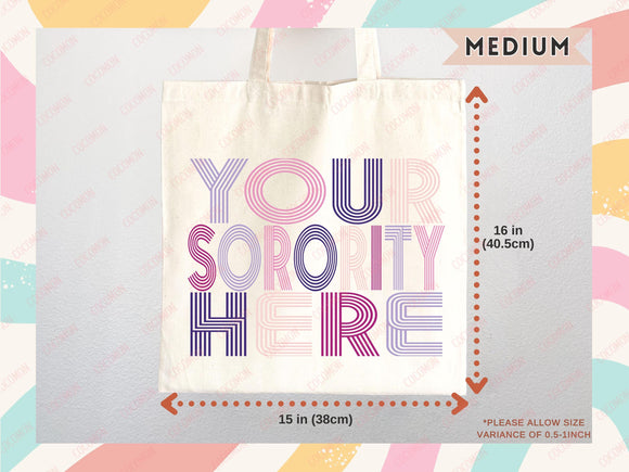 Custom Sorority Tote Bag Gift Rush Initiation Bid Day Big Little Gift Custom Name Sorority Gift College Tote Bag Personalized Gift For Her