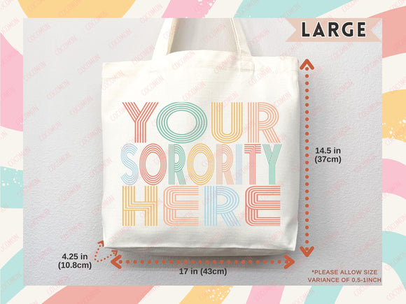 Custom Sorority Tote Bag Gift Rush Initiation Bid Day Big Little Gift Custom Name Sorority Gift College Tote Bag Personalized Gift For Her