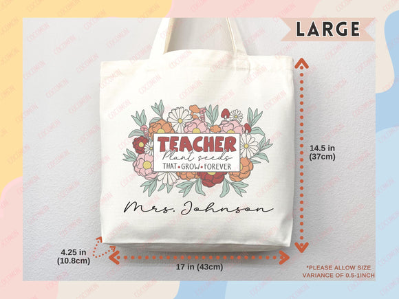 Teacher Appreciation Bag Gift Tote Bag Canvas Custom Teacher Gift Personalized School Bag Gifted Teacher Tote Reusable Bag School Campus Bag