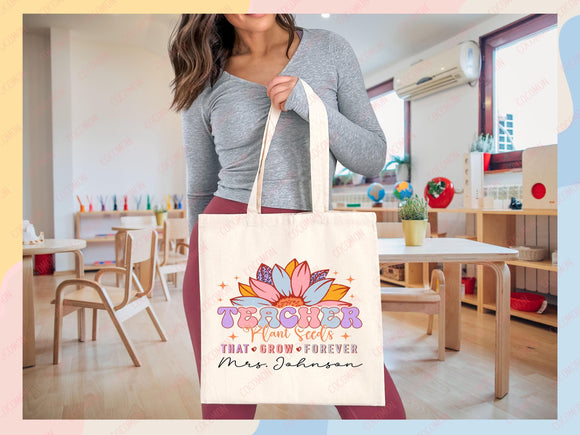 Teacher Appreciation Bag Gift Tote Bag Canvas Custom Teacher Gift Personalized School Bag Gifted Teacher Tote Reusable Bag School Campus Bag