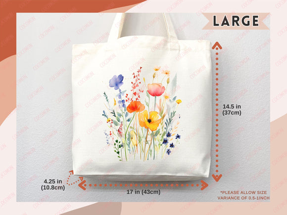 Floral Tote Bag flower tote canvas wildflower bag eco friendly bag aesthetic tote bag reusable bag gift for plant lover tote flower bag cute