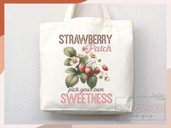 Strawberry Canvas Tote Bag Farmers Market Tote Bag Gift Tote Shopper Bag Everyday Tote Eco Friendly Tote Reusable Grocery Bag Summer Bag