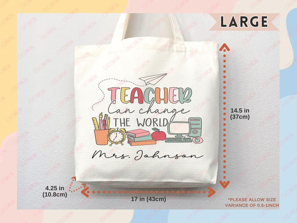 Teacher Appreciation Bag Gift Tote Bag Canvas Custom Teacher Gift Personalized School Bag Gifted Teacher Tote Reusable Bag School Campus Bag