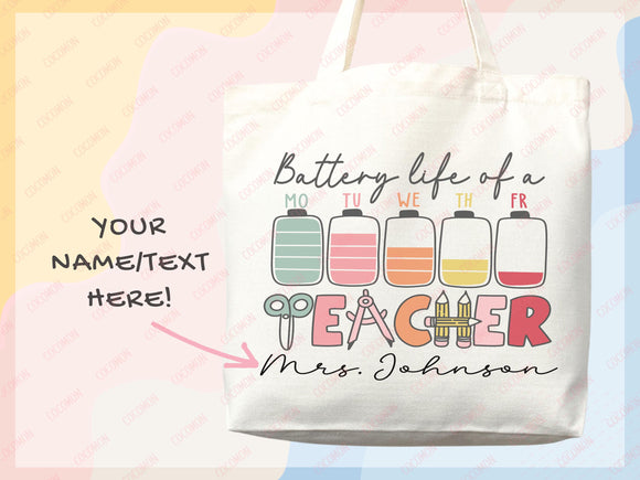 Teacher Appreciation Bag Gift Tote Bag Canvas Custom Teacher Gift Personalized School Bag Gifted Teacher Tote Reusable Bag School Campus Bag