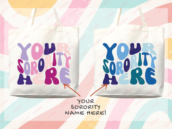Custom Sorority Tote Bag Gift Rush Initiation Bid Day Big Little Gift Custom Name Sorority Gift College Tote Bag Personalized Gift For Her