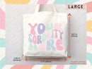 Custom Sorority Tote Bag Gift Rush Initiation Bid Day Big Little Gift Custom Name Sorority Gift College Tote Bag Personalized Gift For Her