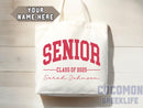 Custom Name Senior Tote Bag High School University Gift Graduation Bag for Her Personalized College Tote Campus School Bag Customized Gift