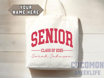 Custom Name Senior Tote Bag High School University Gift Graduation Bag for Her Personalized College Tote Campus School Bag Customized Gift