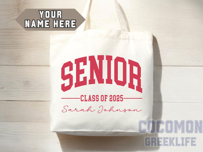 Custom Name Senior Tote Bag High School University Gift Graduation Bag for Her Personalized College Tote Campus School Bag Customized Gift