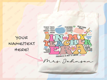 Teacher Appreciation Bag Gift Tote Bag Canvas Custom Teacher Gift Personalized School Bag Gifted Teacher Tote Reusable Bag School Campus Bag