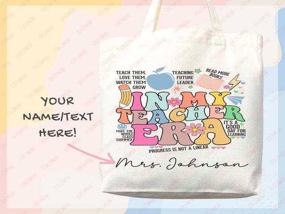 Teacher Appreciation Bag Gift Tote Bag Canvas Custom Teacher Gift Personalized School Bag Gifted Teacher Tote Reusable Bag School Campus Bag