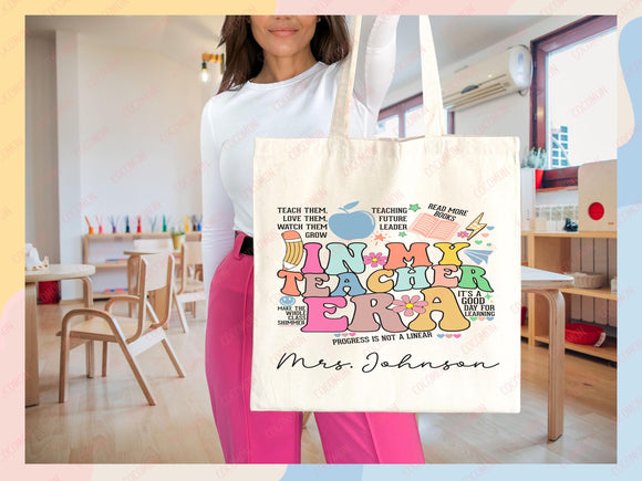 Teacher Appreciation Bag Gift Tote Bag Canvas Custom Teacher Gift Personalized School Bag Gifted Teacher Tote Reusable Bag School Campus Bag
