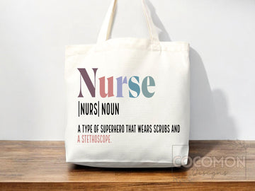Nurse Canvas Tote Bag Nursing Bag Registered Nurse Gift for Her Women Bag Everyday Tote Eco Friendly Gift Tote Shopper Reusable Grocery Bag