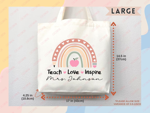 Teacher Appreciation Bag Gift Tote Bag Canvas Custom Teacher Gift Personalized School Bag Gifted Teacher Tote Reusable Bag School Campus Bag