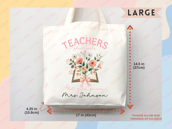 Teacher Appreciation Bag Gift Tote Bag Canvas Custom Teacher Gift Personalized School Bag Gifted Teacher Tote Reusable Bag School Campus Bag