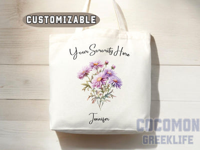 Custom Sorority Tote Bag Gift Rush Initiation Bid Day Big Little Gift Custom Name Sorority Gift College Tote Bag Personalized University Bag