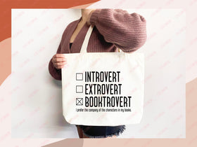 Book Lovers Tote Booktrovert Tote Bag Gift for Book Lover Bookworms Gift For Teachers Readers' Tote Shopper Library Bag School aesthetic bag