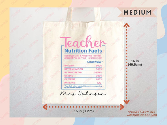 Teacher Appreciation Bag Gift Tote Bag Canvas Custom Teacher Gift Personalized School Bag Gifted Teacher Tote Reusable Bag School Campus Bag