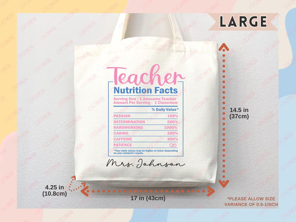 Teacher Appreciation Bag Gift Tote Bag Canvas Custom Teacher Gift Personalized School Bag Gifted Teacher Tote Reusable Bag School Campus Bag