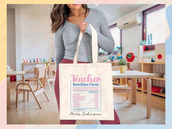 Teacher Appreciation Bag Gift Tote Bag Canvas Custom Teacher Gift Personalized School Bag Gifted Teacher Tote Reusable Bag School Campus Bag