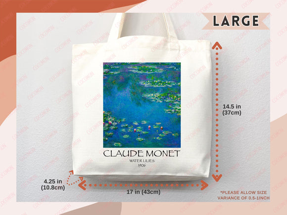 Monet Tote Bag Artsy Bag Monet Shoulder Bag Monet Gift School Tote Bag Eco Friendly Aesthetic Tote Shopper Reusable Grocery Bag Gift for Her