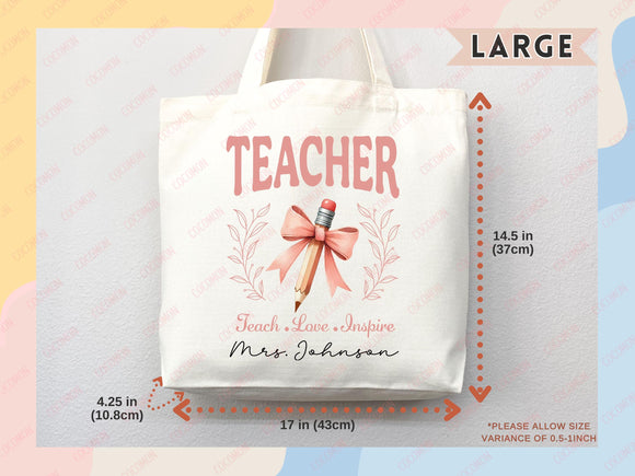 Teacher Appreciation Bag Gift Tote Bag Canvas Custom Teacher Gift Personalized School Bag Gifted Teacher Tote Reusable Bag School Campus Bag