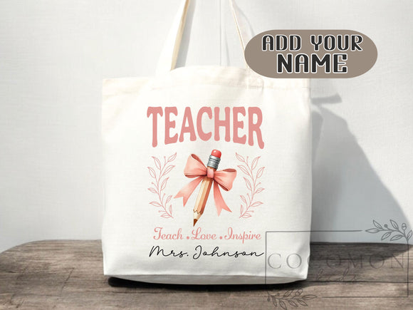Teacher Appreciation Bag Gift Tote Bag Canvas Custom Teacher Gift Personalized School Bag Gifted Teacher Tote Reusable Bag School Campus Bag