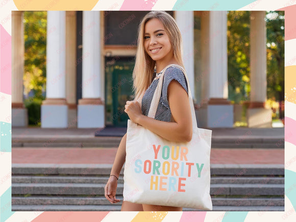 Custom Sorority Tote Bag Gift Rush Initiation Bid Day Big Little Gift Custom Name Sorority Gift College Tote Bag Personalized Gift For Her