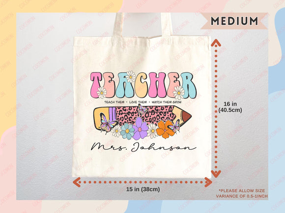 Teacher Appreciation Bag Gift Tote Bag Canvas Custom Teacher Gift Personalized School Bag Gifted Teacher Tote Reusable Bag School Campus Bag
