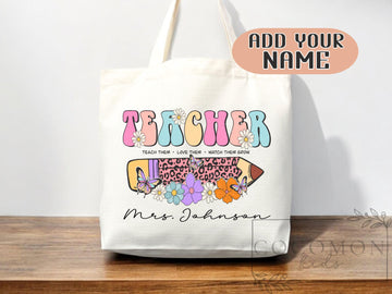Teacher Appreciation Bag Gift Tote Bag Canvas Custom Teacher Gift Personalized School Bag Gifted Teacher Tote Reusable Bag School Campus Bag