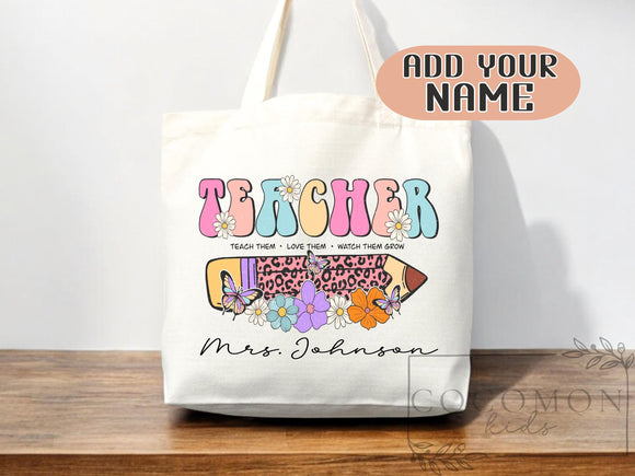 Teacher Appreciation Bag Gift Tote Bag Canvas Custom Teacher Gift Personalized School Bag Gifted Teacher Tote Reusable Bag School Campus Bag