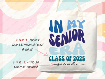 Custom Name Senior Tote Bag High School University Gift Graduation Bag for Her Personalized College Tote Campus School Bag Customized Gift