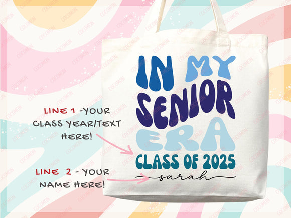 Custom Name Senior Tote Bag High School University Gift Graduation Bag for Her Personalized College Tote Campus School Bag Customized Gift